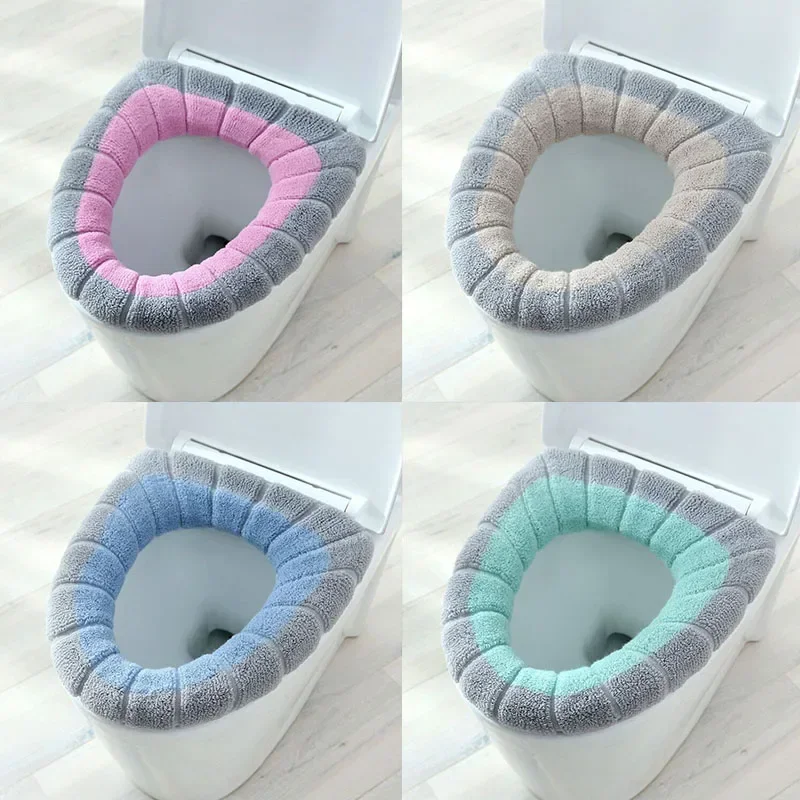 Home Bathroom Mats - O字型ホームデコレーショントイレシートカバー1枚入り暖かいパンプキン柄クローゼットマットダブルカラーバスルームアクセサリーニット製
