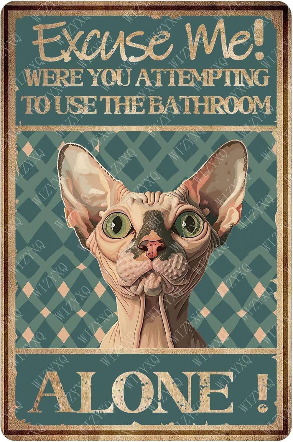 Home Alone Bathroom - メタルサイン「Excuse Me Alone」無毛猫サイン、ヴィンテージアルミブリキサイン、家庭用、バー、バスルーム、庭、壁の装飾に