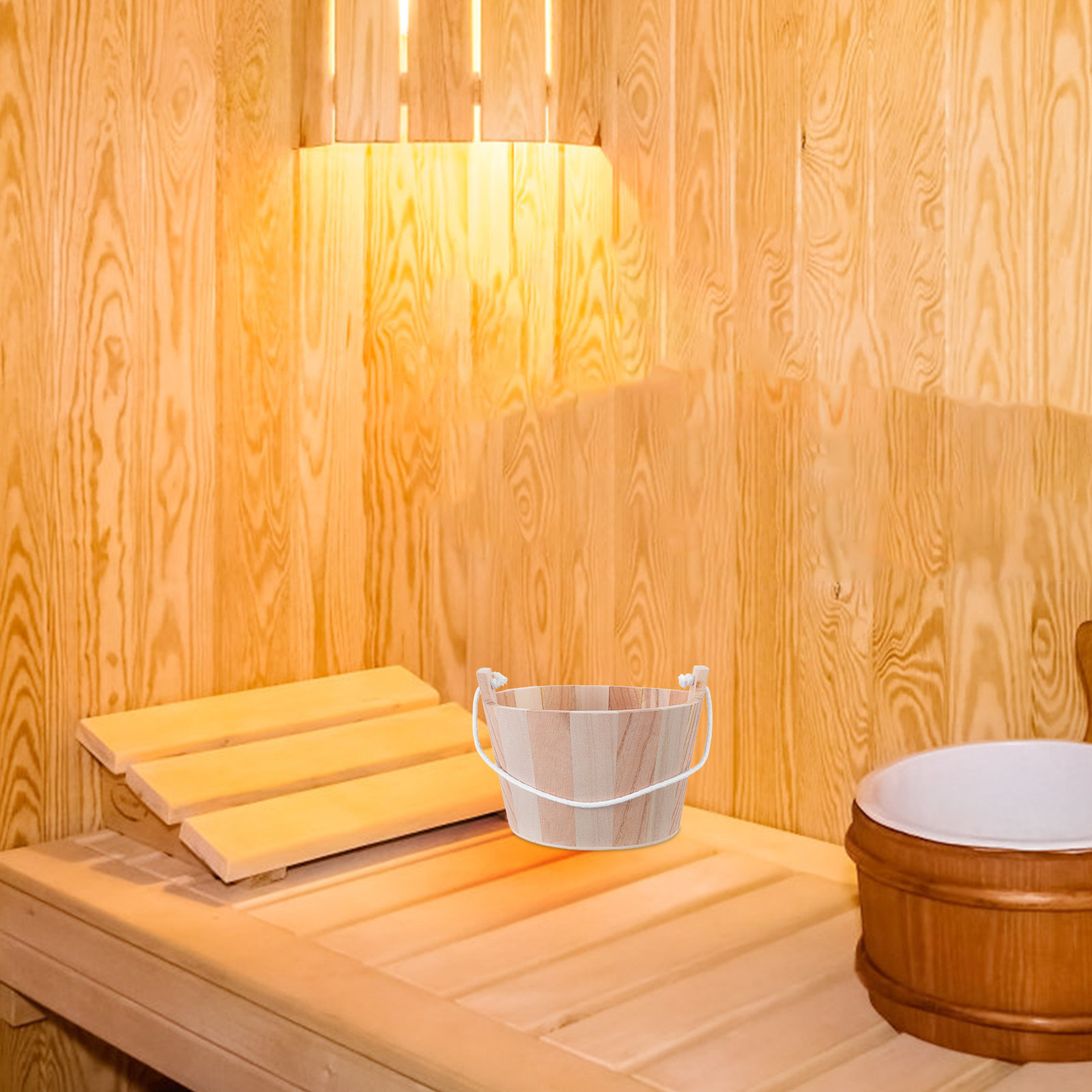 Home Bathroom Spa - プレミアム天然木製サウナバケツ 手作りの伝統的なスチームルームアクセサリー 家庭用スパバスシャワー塩サウナ用