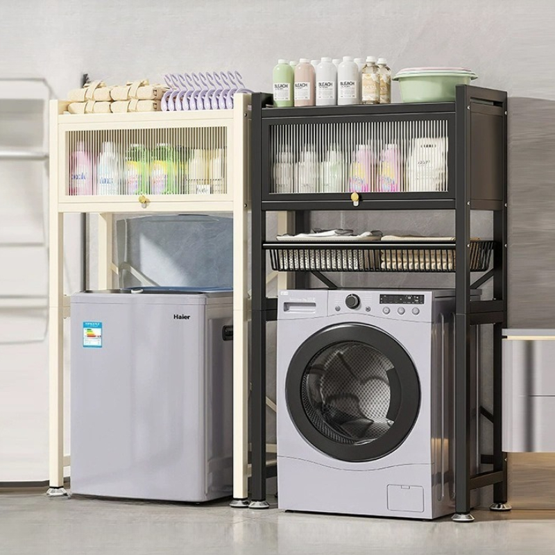 Home Goods Bathroom Cabinets - フリップトップ式ランドリー収納キャビネット、トップロード式洗濯機オーガナイザー、省スペーストイレスタンド、防塵洗濯機棚（バルコニー用）
