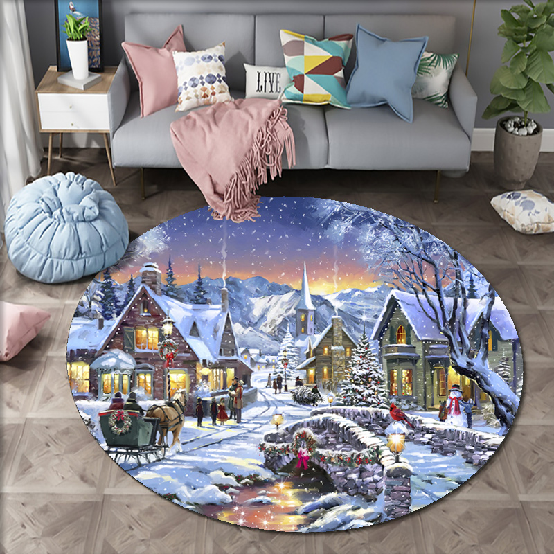 Home Bathroom Scene - クリスマスウッドの雪の舞台カーペット,大晦日の贈り物,ボヘミアンスタイル,寮の部屋,家の装飾,丸いフリル