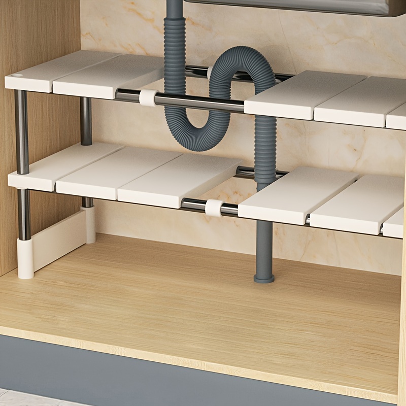 Home Goods Bathroom Cabinets - 調節可能なシンク下収納ラック、拡張可能なキッチン&バスルームキャビネットオーガナイザー、耐久性のある省スペース多層ポットホルダー