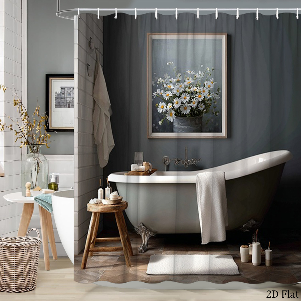 Home Bathroom Spa - 防水シャワーカーテングレー浴室カーテン 180x200cm モダンプライバシーシャワースクリーン高級ホームスパ装飾用