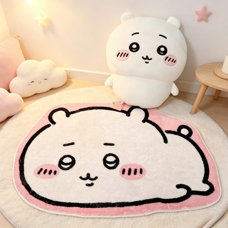 Home Bathroom Mats - チイカワ漫画ラグ アニメハチワレウサギ ぬいぐるみフロアマット バスルーム滑り止めカーペット 車用クッション ソフトリビングルーム装飾