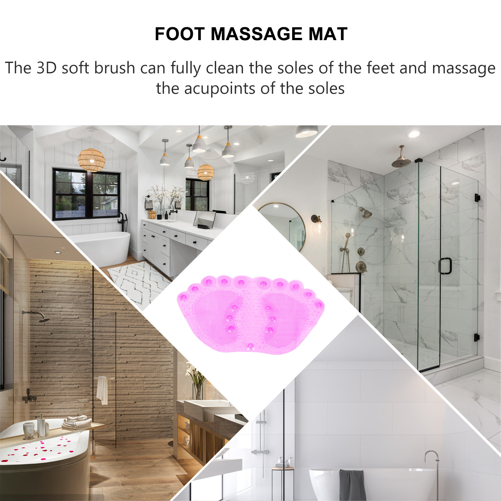 1 個マッサージ入浴マット PVC 滑り止め浴室床パッド吸盤 - Home Bathroom Mats のレビューと価格