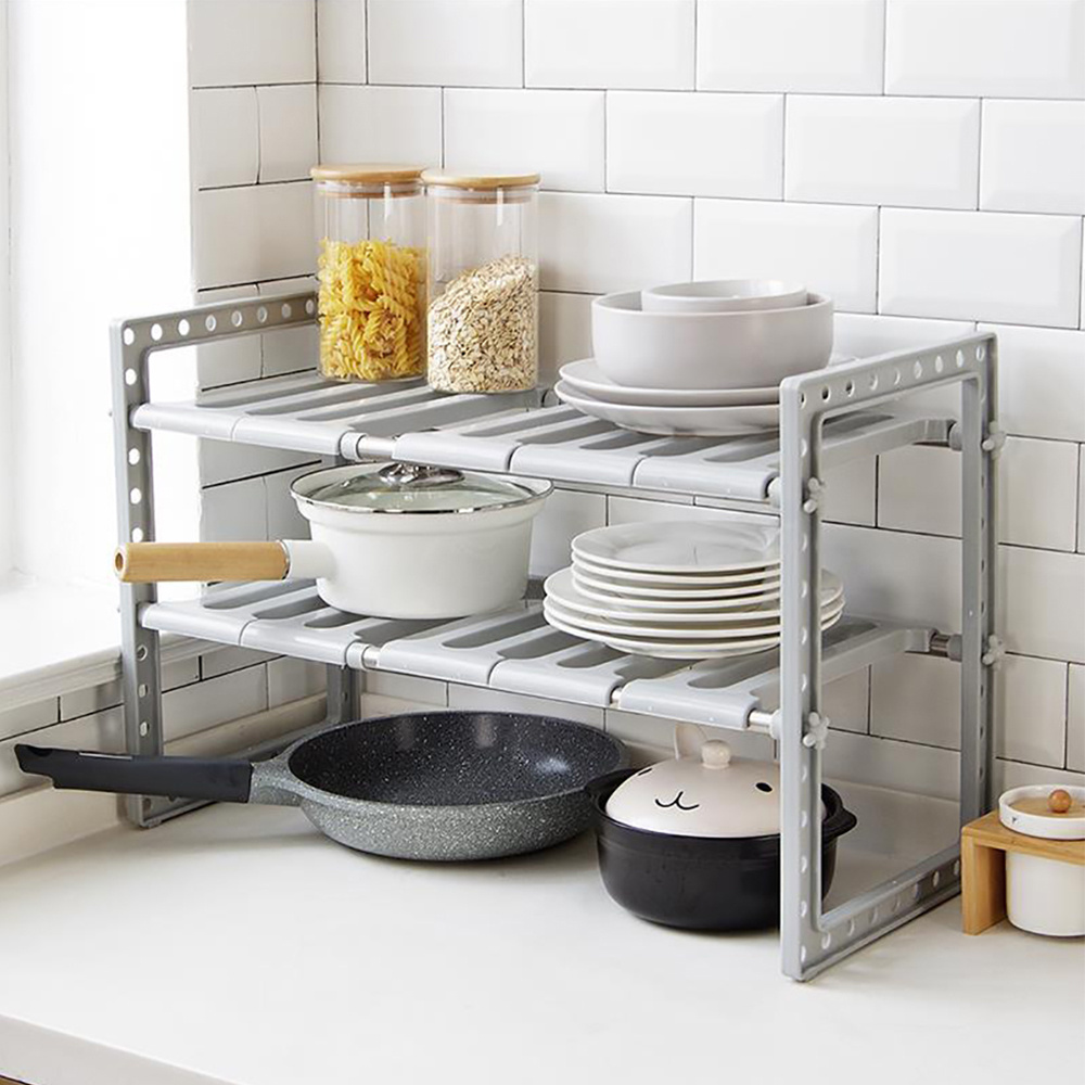 シンク下オーガナイザー 2段拡張可能なキャビネット棚、取り外 - Home Goods Bathroom Cabinets のレビューと価格