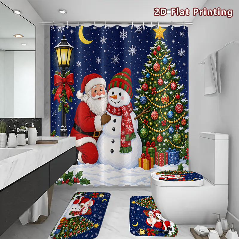2Dフラット、2Dフラット4ピースクリスマスサンタと雪だるま - Home Bathroom Scene のレビューと価格