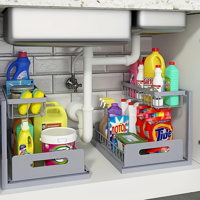 シンク下収納ラック、2段スライド式キャビネット収納、キッチン - Home Goods Bathroom Cabinets のレビューと価格
