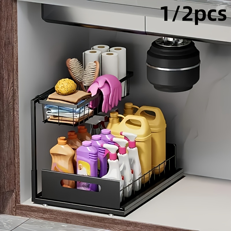シンク下収納ラック、2段スライド式キャビネット収納、キッチン - Home Goods Bathroom Cabinets のレビューと価格