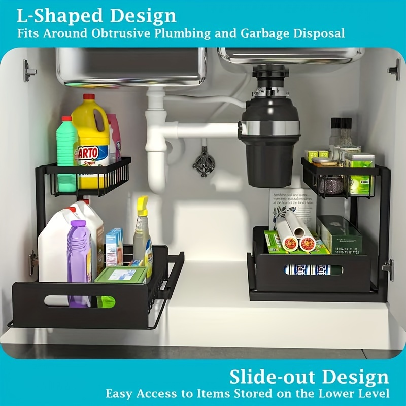 シンク下収納ラック、2段スライド式キャビネット収納、キッチン - Home Goods Bathroom Cabinets のレビューと価格