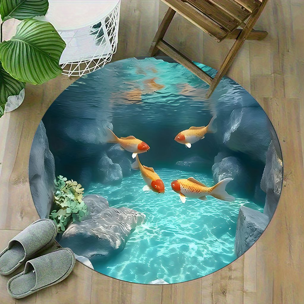 鯉の池ラウンドラグフリースリアルな水中シーン水族館テーマフロ - Home Bathroom Scene のレビューと価格