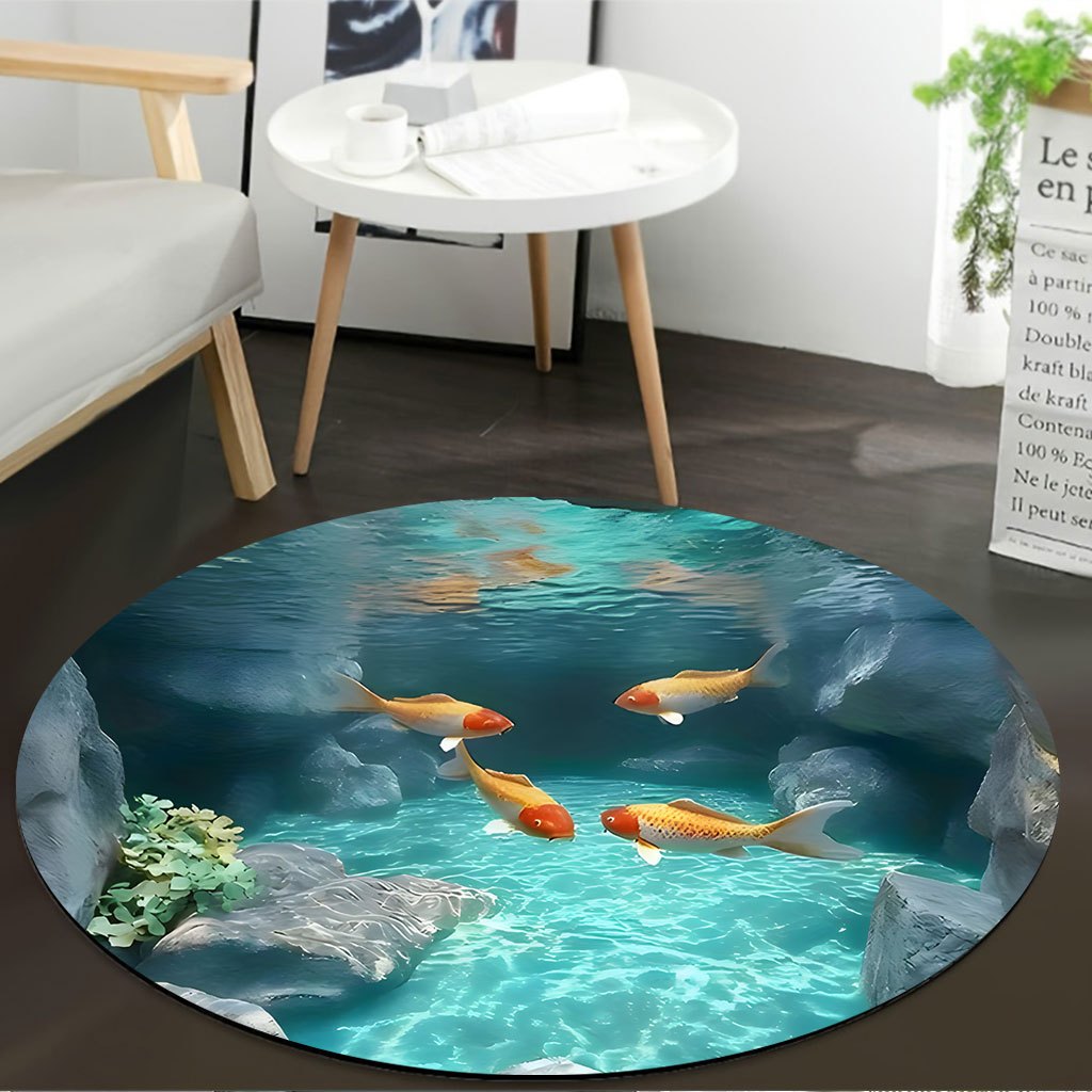 鯉の池ラウンドラグフリースリアルな水中シーン水族館テーマフロ - Home Bathroom Scene のレビューと価格