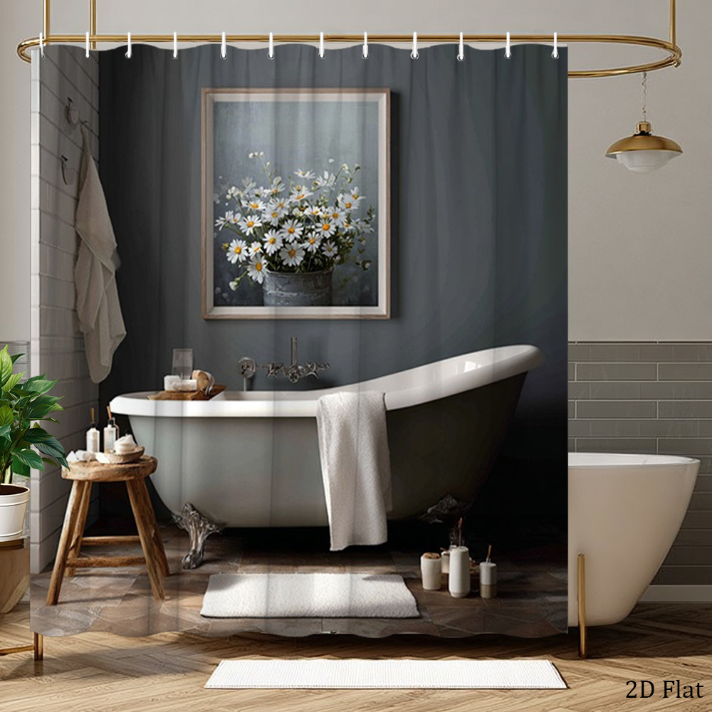 防水シャワーカーテングレー浴室カーテン 180x200cm  - Home Bathroom Spa のレビューと価格