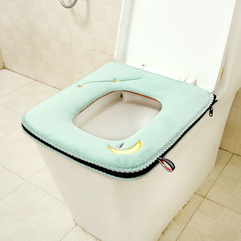 正方形ジッパー付きホームトイレクッション防水暖かい便座カバー - Home Bathroom Mats のレビューと価格