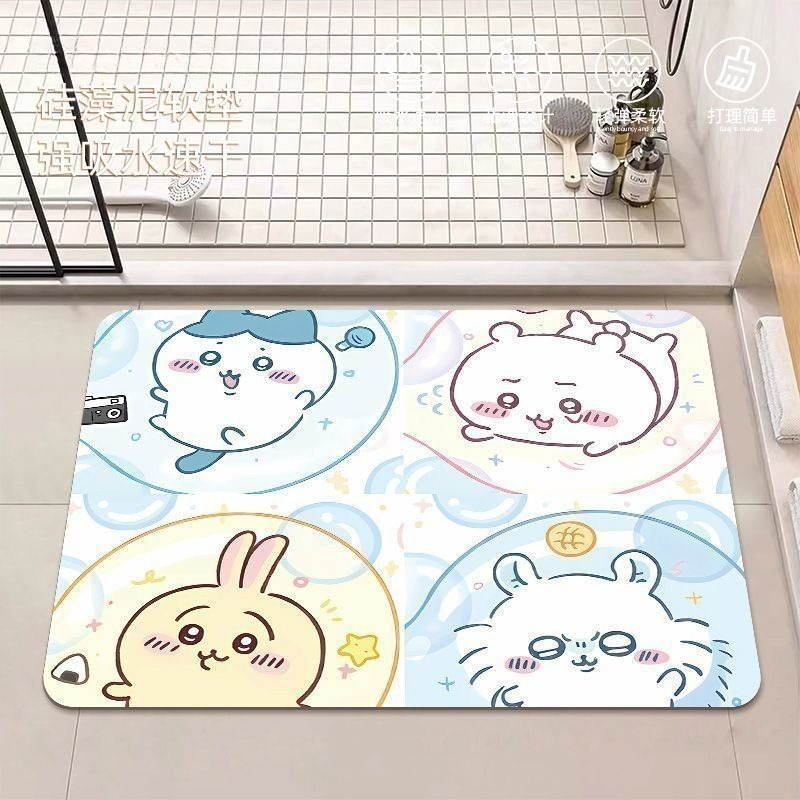 アニメちいかわハチワレうさぎ珪藻泥バスルームフロアマット滑り - Home Bathroom Mats のレビューと価格