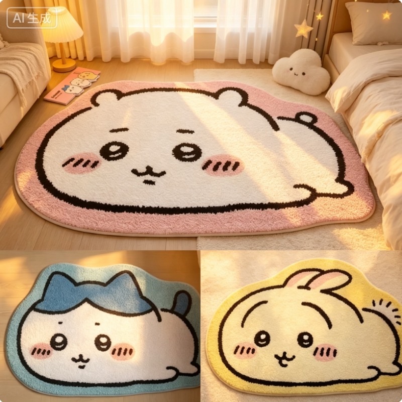 チイカワ漫画ラグ アニメハチワレウサギ ぬいぐるみフロアマッ - Home Bathroom Mats のレビューと価格