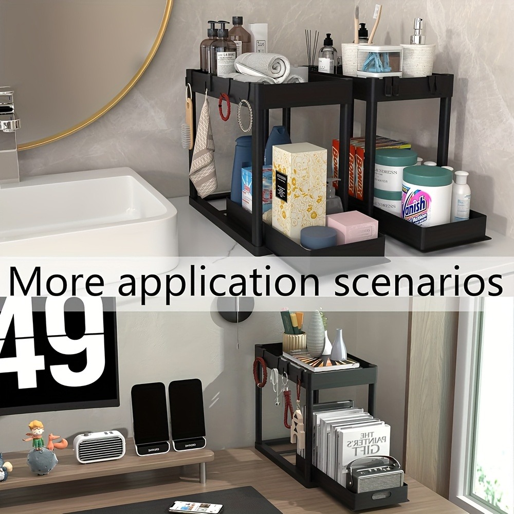 2段式スライド式シンク下収納スペース節約バスルームキャビネッ - Home Goods Bathroom Cabinets のレビューと価格